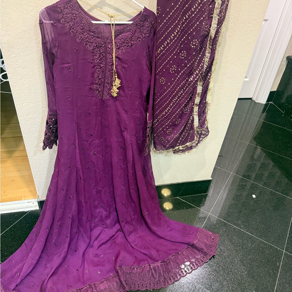 Purple and Gold Embellished Skirt